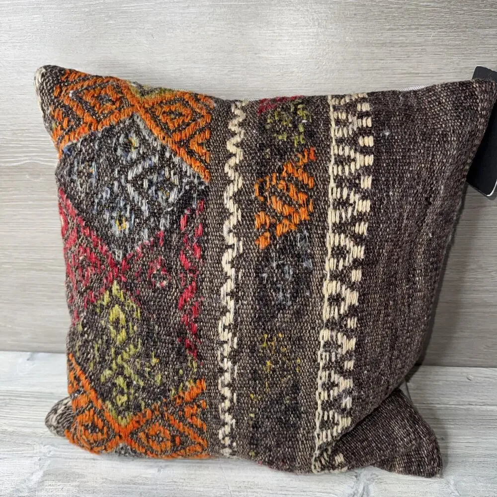 LOLOI “15 X 15” Throw Pillow Chunky Wool And Cotton Turkey